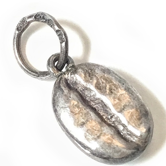 Vintage Sterling Silver Coffee Bean Charm - Picture 1 of 2
